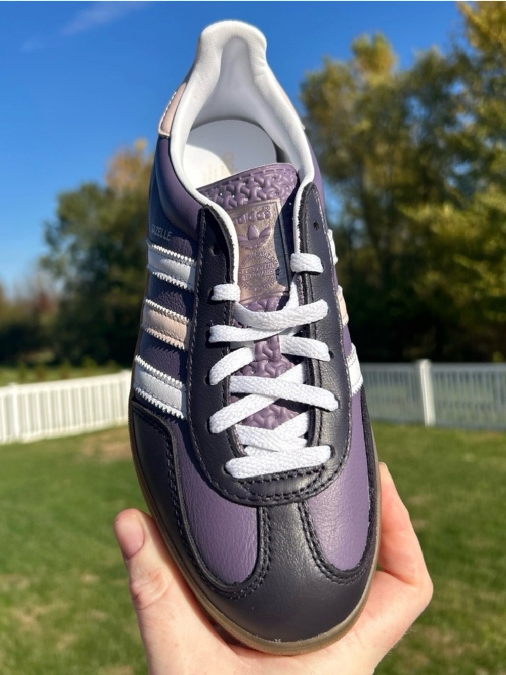 NEW Adidas Gazelle Shadow Violet Purple Leather Laceup Sneakers NEW 7